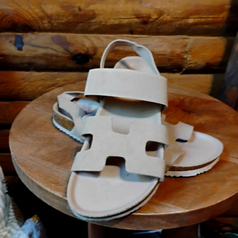 Madden Girl "Pixiee" Beige Sandals with Cutout Design